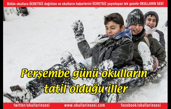 Perşembe günü okulların tatil olduğu iller