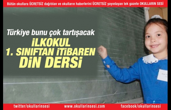 İlkokul birinci sınıftan itibaren din dersi