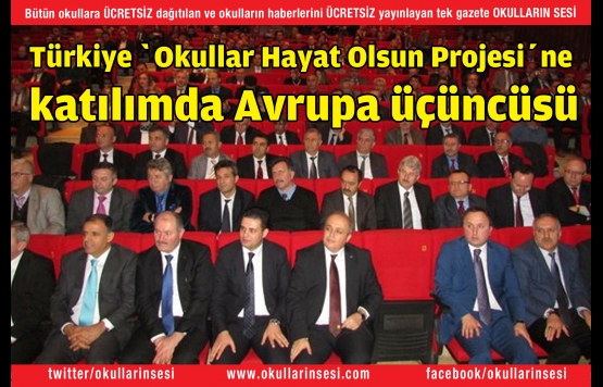 Türkiye Okullar Hayat Olsun Projesine katılımda Avrupa üçüncüsü