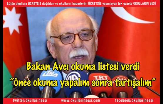 Bakan Avcı okuma listesi verdi