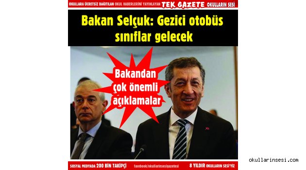 Bakan Selçuk: Gezici otobüs sınıflar gelecek