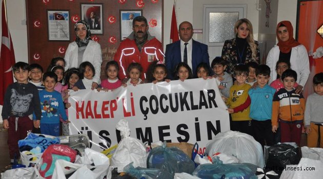 Fırat Anaokulu`ndan anlamlı yardım kampanyası "Halepli çocuklar üşümesin"