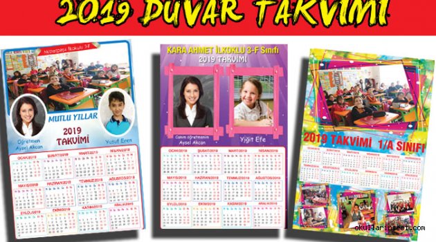  ÖĞRENCİYE SINIFA ÖZEL 2019 DUVAR TAKVİMİ